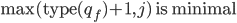 \max(\mathsf{type}(q_f)+1, j)\ \mathrm{is\ minimal}